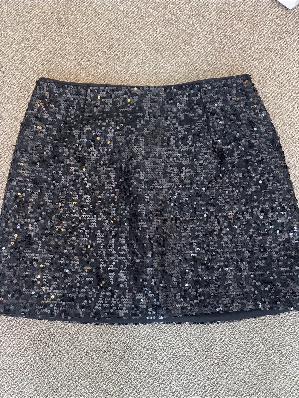 Black Sequin Mini Skirt